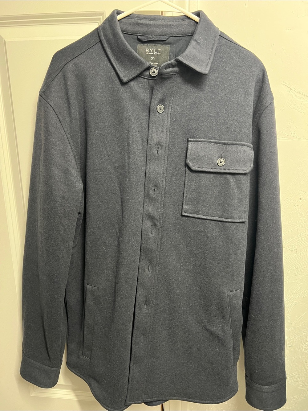 BYLT Basics Navy Coastal Insulated Button Down Shacket